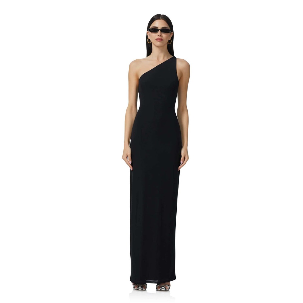 AFRM Black One Shoulder Maxi Dress Size L/G‎ Cutout Back